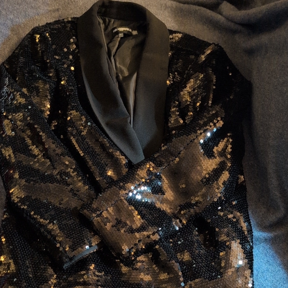 Karl Lagerfeld Black Sequin Blazer